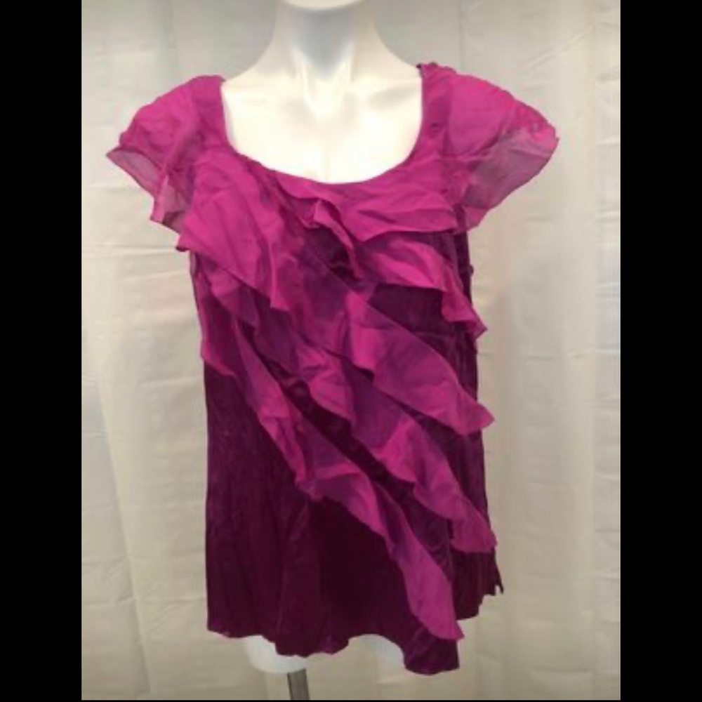 White House Black Market Size 16 Pink Ruffle Top